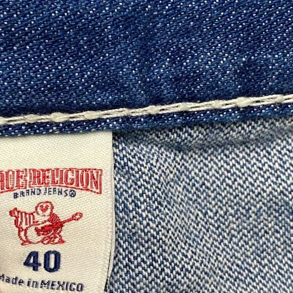 True Religion Straight Natural Big T Flap Denim Jeans Men's 40 Mid Rise Blue NWT